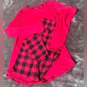 Cranberry Punch Climate Right Cuddl duds Long Sleeve Top Plaid Leggings Pajamas